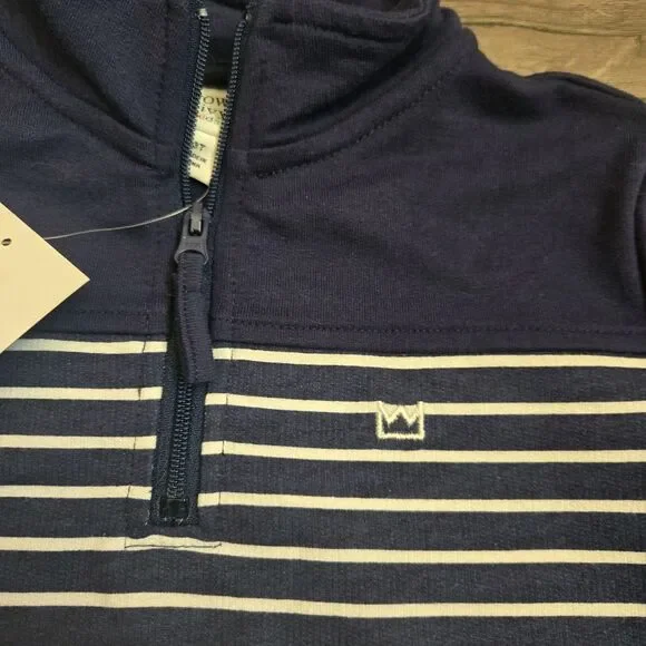 NWT Crown & Ivy Kids 3T Navy Half Zip Pullover Striped Cotton Blend Long Sleeve - Picture 2 of 8